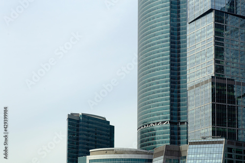 Photography Business skyscrapers and modern office buildings of Moscow City against the sky with sunlight
