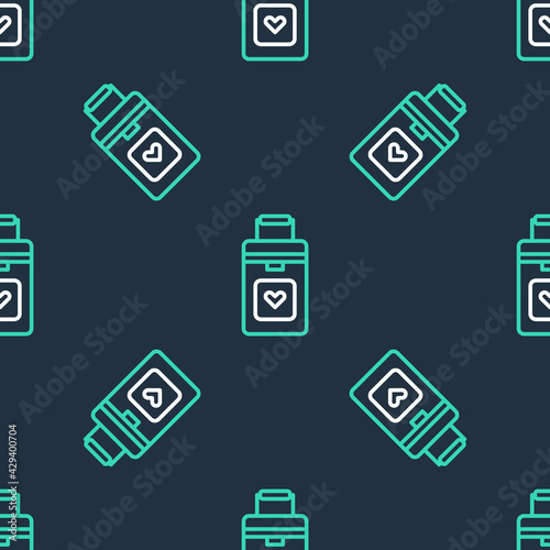 Line Cooler box for human organs transportation icon isolated seamless pattern on black background. Organ transplantation concept. Organ container. Vector