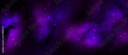 Abstract purple and black starry universe 3d illustartion