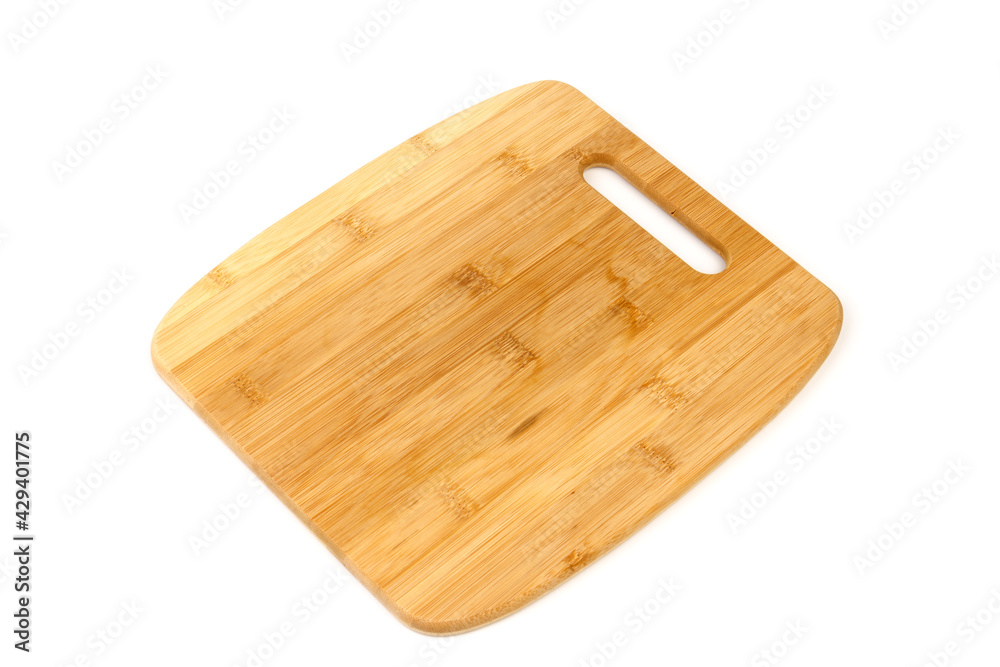 Top view high quality wood cutting board, brown wood. Chopping boards made from natural bamboo. Isolated image kitchen utensil on white background. Top view high quality wood cutting board, brown wood. Chopping boards made from natural bamboo. Isolated image kitchen utensil on white background.