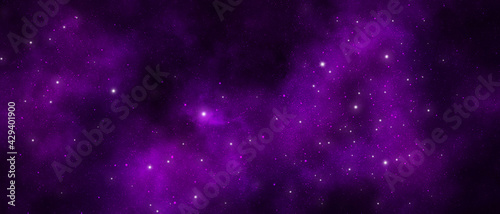 Abstract purple starry universe 3d illustration