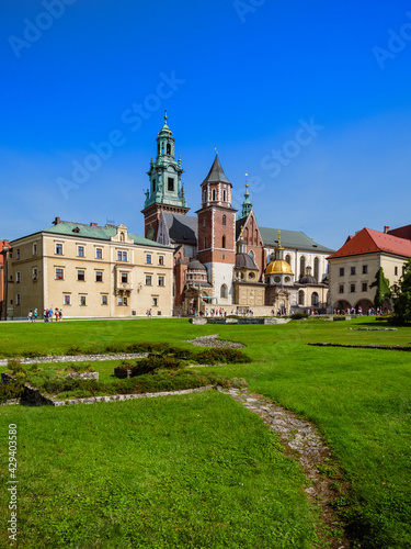 Krakow  Poland. Wawel Royal Castle and Wawel Cathedral on sunny summer day.
