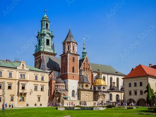 Krakow, Poland. Wawel Royal Castle and Wawel Cathedral on sunny summer day.