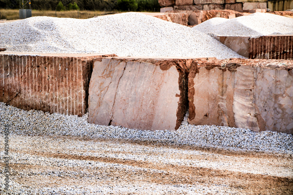 Colorful construction aggregate mountains in Spain Colorful construction aggregate mountains in Spain