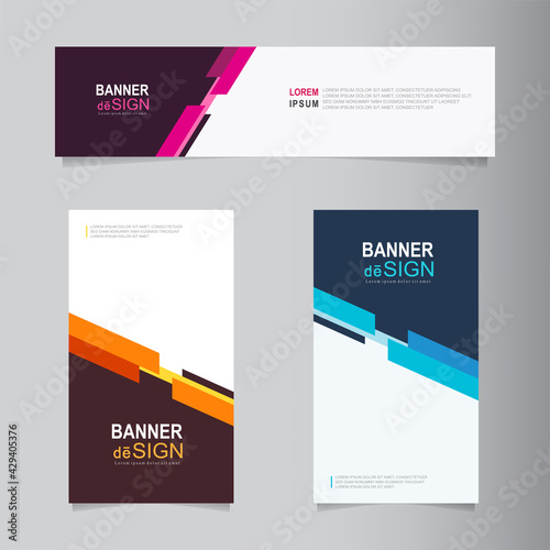 Vector abstract web banner design template, minimal geometric background