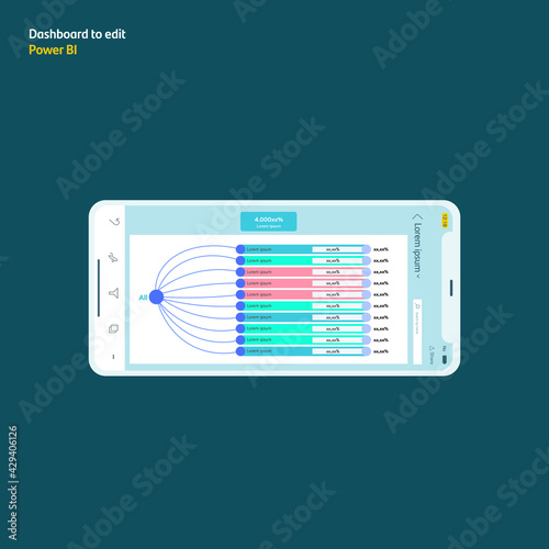 Dashboard analytics. Graphs and charts. Power bi. mobile. EPS10