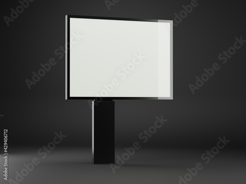 Mega-Light-Poster Leuchtkasten mit leerer Werbefläche vor dunkelm Hintergrund. City-Light für Mock-Up und Präsentationen
