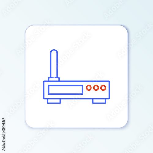 Line Router and wi-fi signal icon isolated on white background. Wireless ethernet modem router. Computer technology internet. Colorful outline concept. Vector