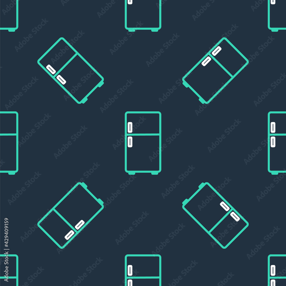 Line Refrigerator icon isolated seamless pattern on black background. Fridge freezer refrigerator. Household tech and appliances. Vector Line Refrigerator icon isolated seamless pattern on black background. Fridge freezer refrigerator. Household tech and appliances. Vector