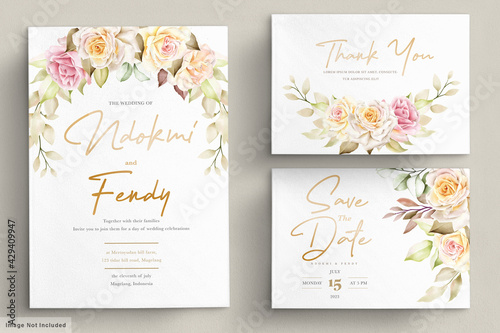 watercolor floral invitation card template © lukasdedi
