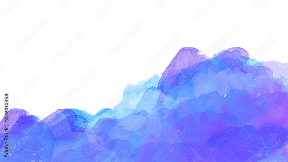白色のスペースのある青色の水彩の背景素材