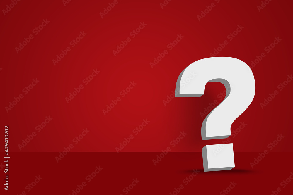 3d rendering of a white question mark on a deep red background. Problems and solutions. Best question. Important issue to solve. 3d rendering of a white question mark on a deep red background. Problems and solutions. Best question. Important issue to solve.