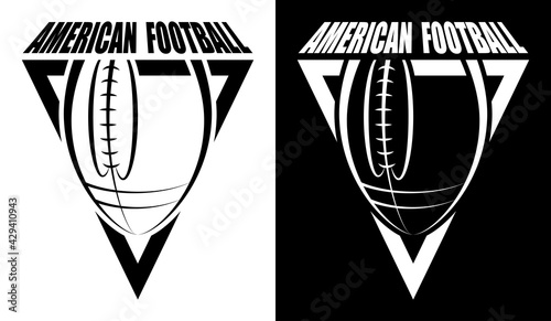 symbol, emblem of sports american football ball in form of diamond for competition. Team sports. Active lifestyle. Vector