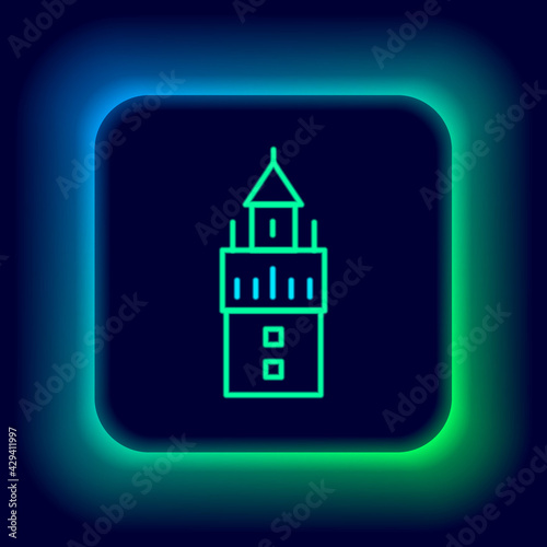 Glowing neon line Giralda in Seville Spain icon isolated on black background. Colorful outline concept. Vector