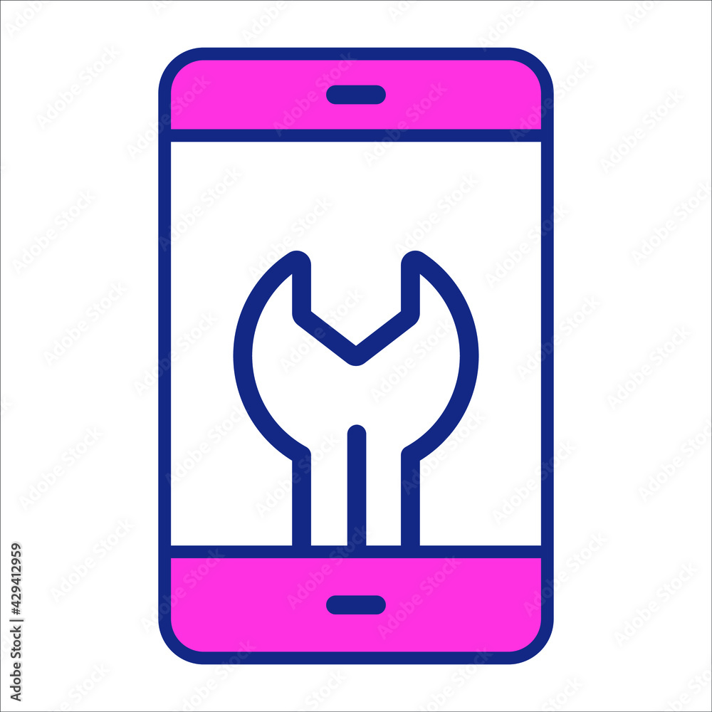 smart phone setting flat line icon modern illustration