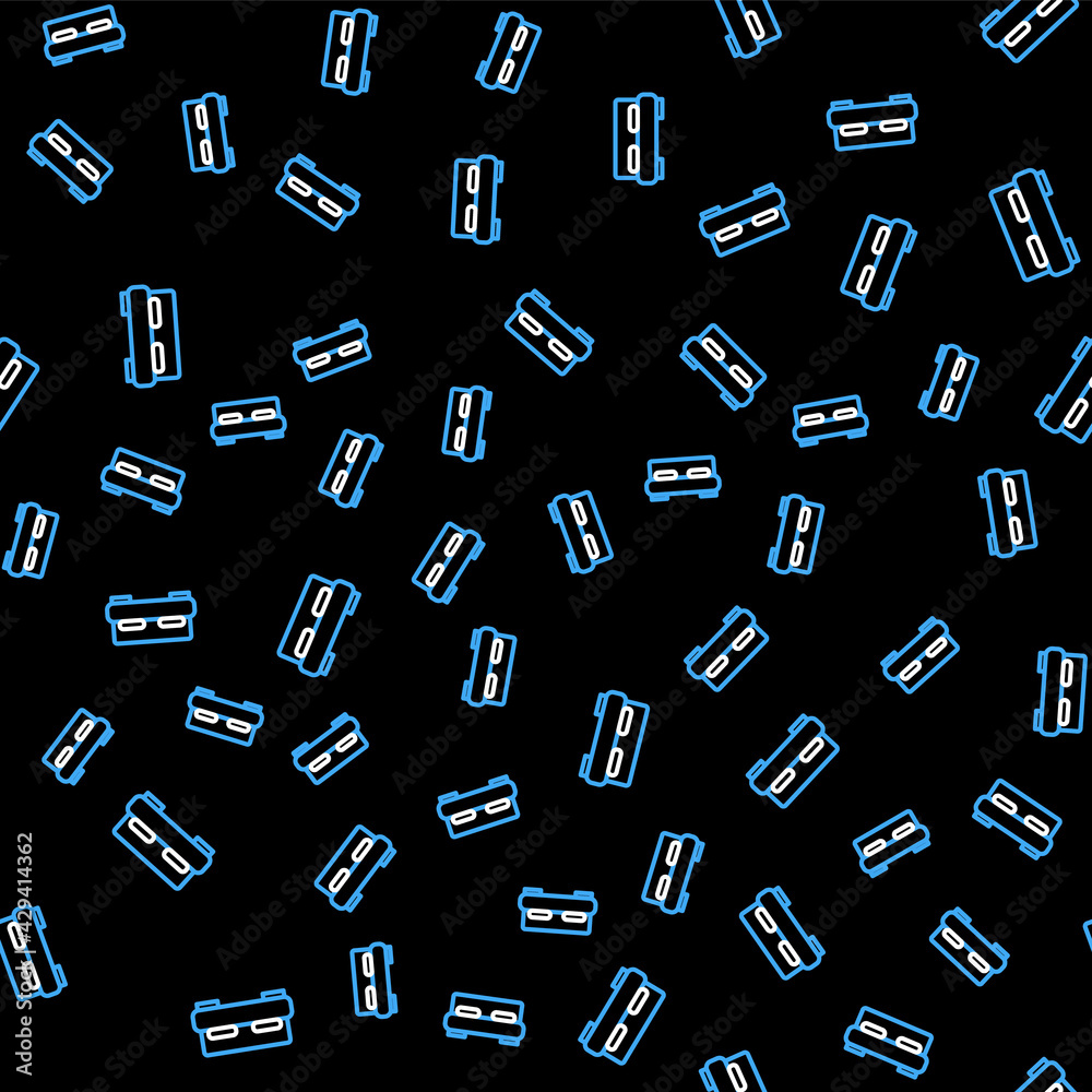 Line Big bed for two or one person icon isolated seamless pattern on black background. Vector Line Big bed for two or one person icon isolated seamless pattern on black background. Vector