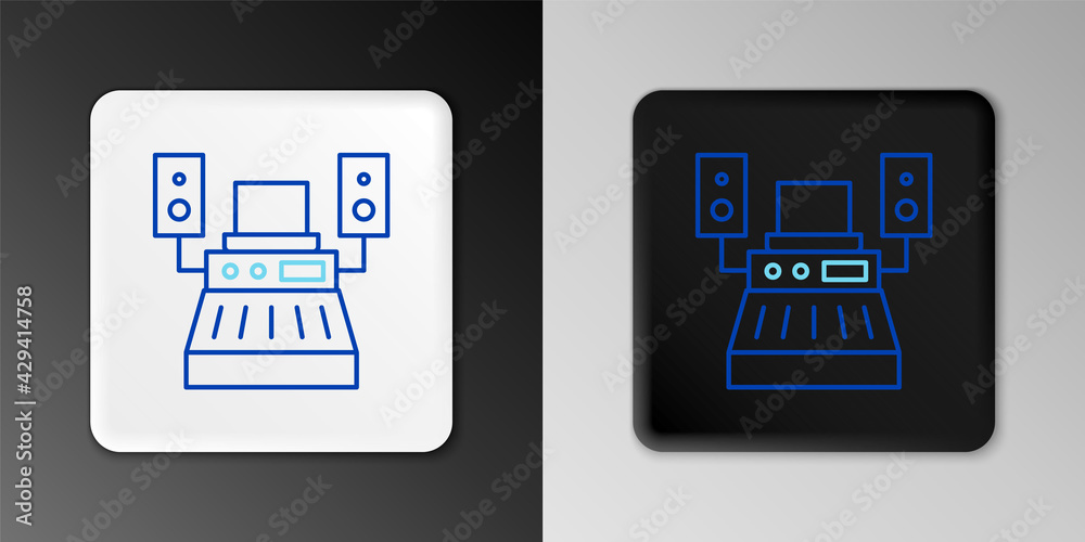 Line Music sound recording studio control room with professional equipment icon isolated on grey background. Colorful outline concept. Vector Line Music sound recording studio control room with professional equipment icon isolated on grey background. Colorful outline concept. Vector