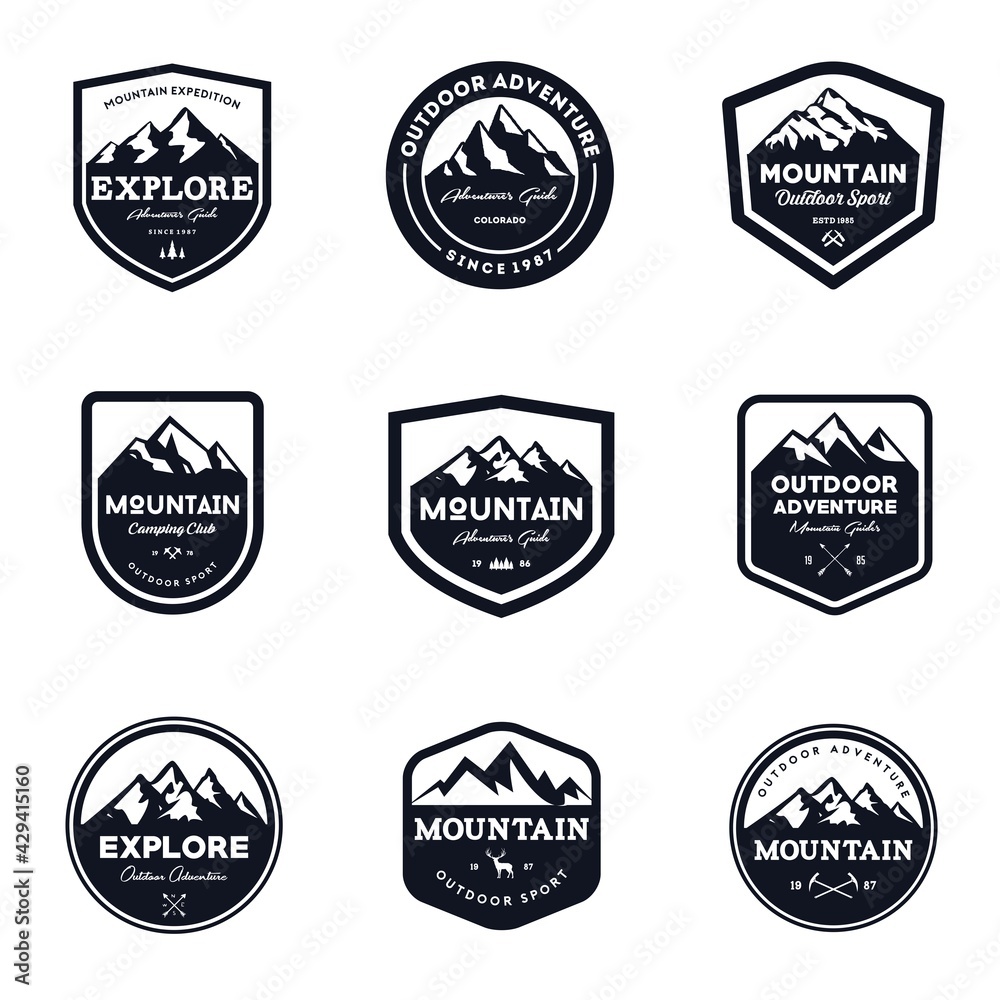 Set Of Mountain & Outdoor Adventure Emblem