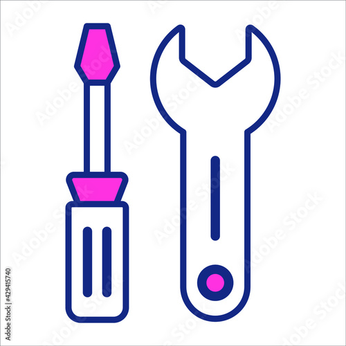 repairing tools flat line icon modern illustration