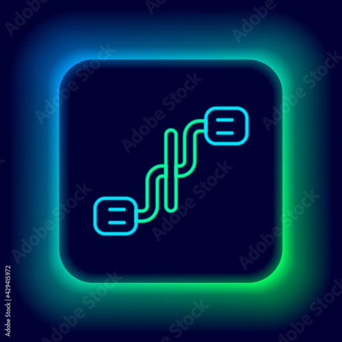 Glowing neon line Bicycle pedals icon isolated on black background. Colorful outline concept. Vector