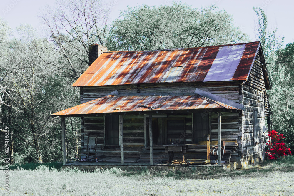 An abandoned building on the side of the road. An abandoned building on the side of the road.