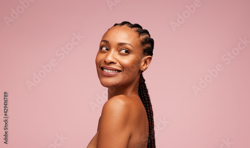 Woman with radiant melanin skin