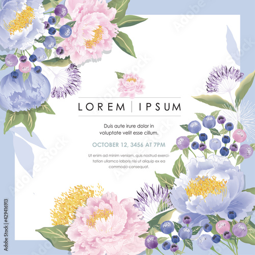 Vector illustration of a beatiful floral frame in spring for Wedding, anniversary, birthday and party. Design for banner, poster, card, invitation and scrapbook 