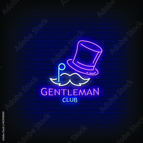 Gentleman Club Logo Neon Signs Style Text Vector
