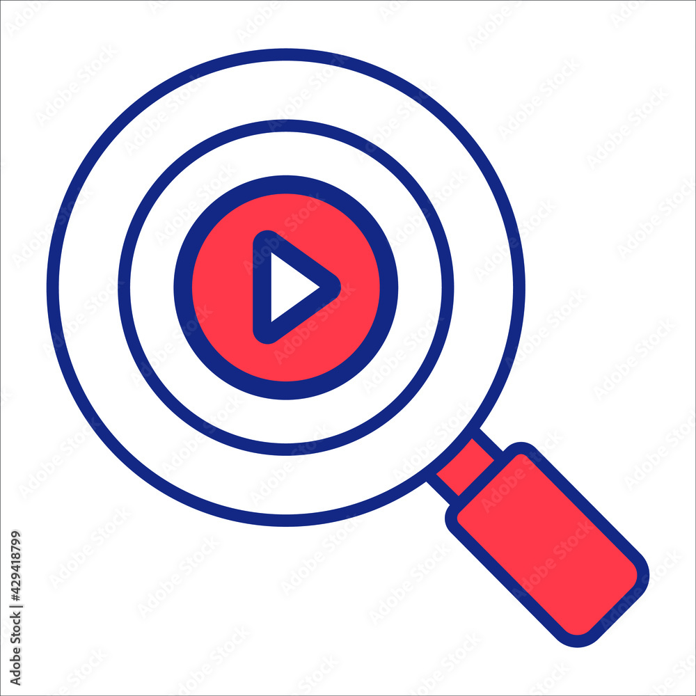 search video flat line icon modern illustration