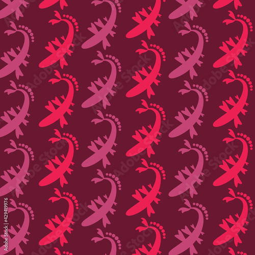 pink and red fish abstract pattern on dark background