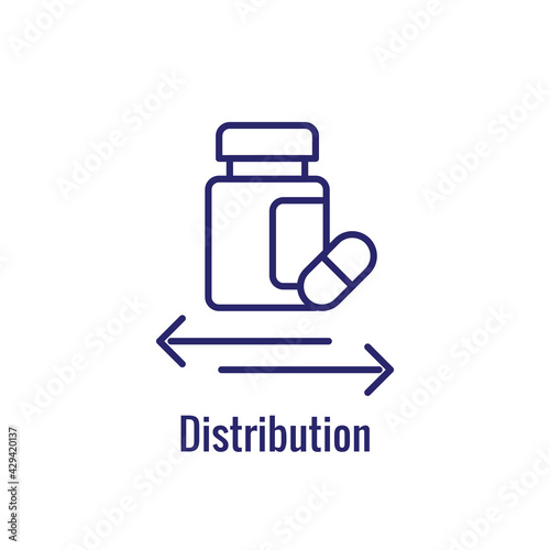 Pharmacy icon with an aspec of the pharma business - outline icon
