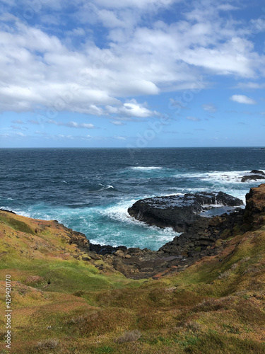 Waves on rocks at Phillip Island, Melbourne, Australia