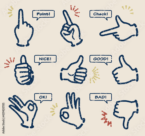 Icon sets of various hand gestures (Stamp-style)