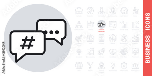 Team chat or corporate messenger icon. Simple black and white version from a series of business icons