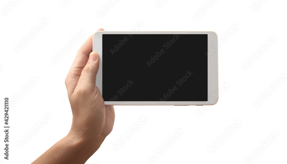 Hands holding tablet touch computer gadget Hands holding tablet touch computer gadget