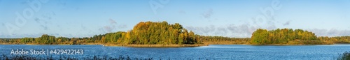 Krön (Kron) lake panorama in autumn. Sweden