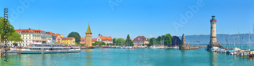 Panorama of Lindau harbor on Lake Constance.