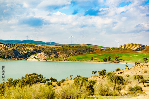 Andalucia hills with wind turbines, Spain