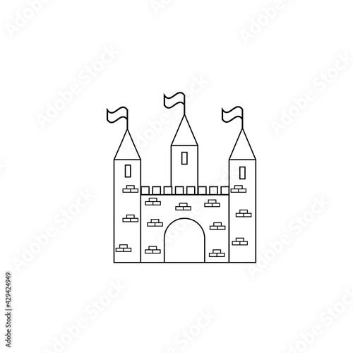 Medieval castle vector icon.Line vector icon isolated on white background medieval castle.