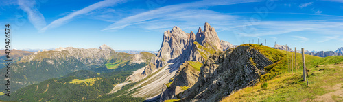 Seceda peak in Dolomites Alps, South Tyrol, Italy, Europe