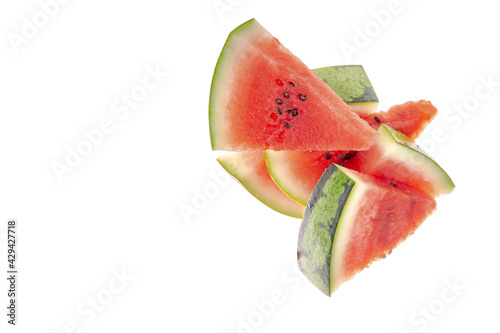 sliced ripe watermelon isolated on white
