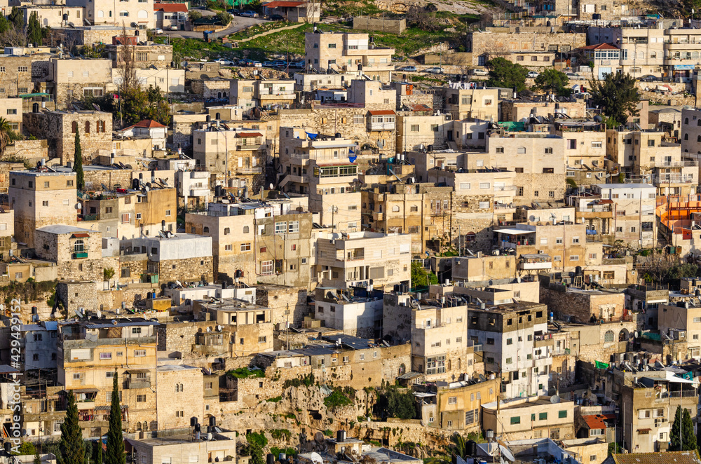 Arab neighborhood on the hillside in Jerusalem