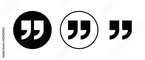 Quote icons set. Quote sign icon. Quotation mark symbol.