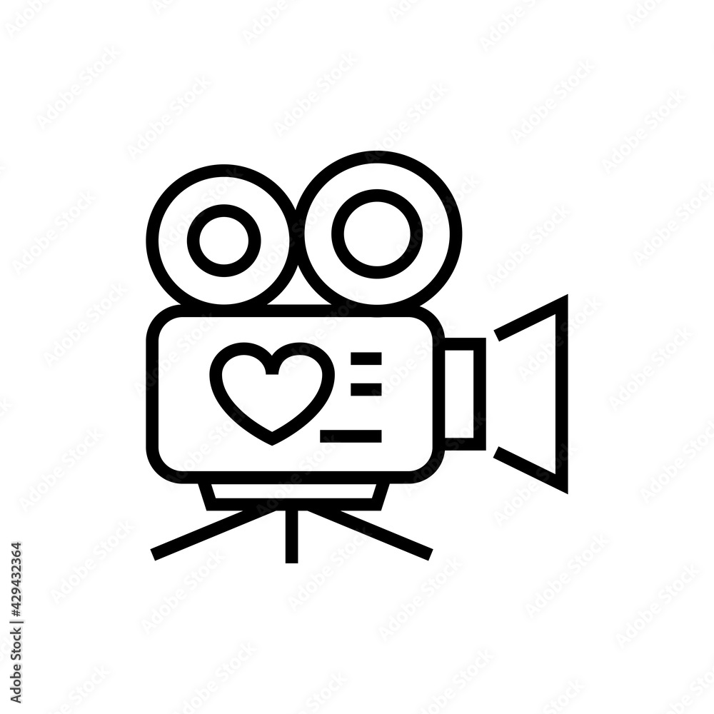 Record wedding video icon. Photographers service on white background. Editable stroke. Record wedding video icon. Photographers service on white background. Editable stroke.