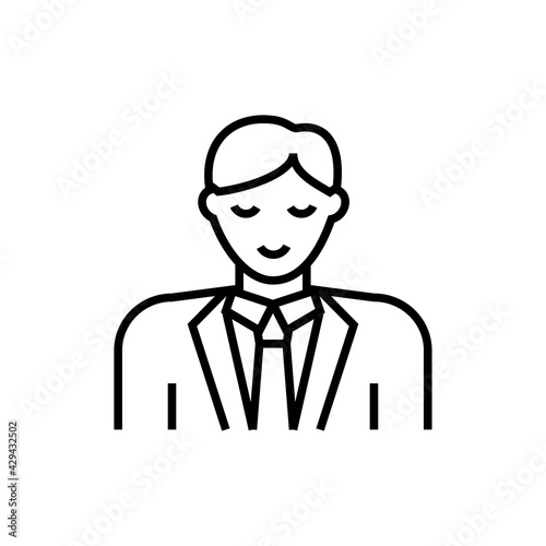 Groom icon. Wedding ceremony on white background. Editable stroke.