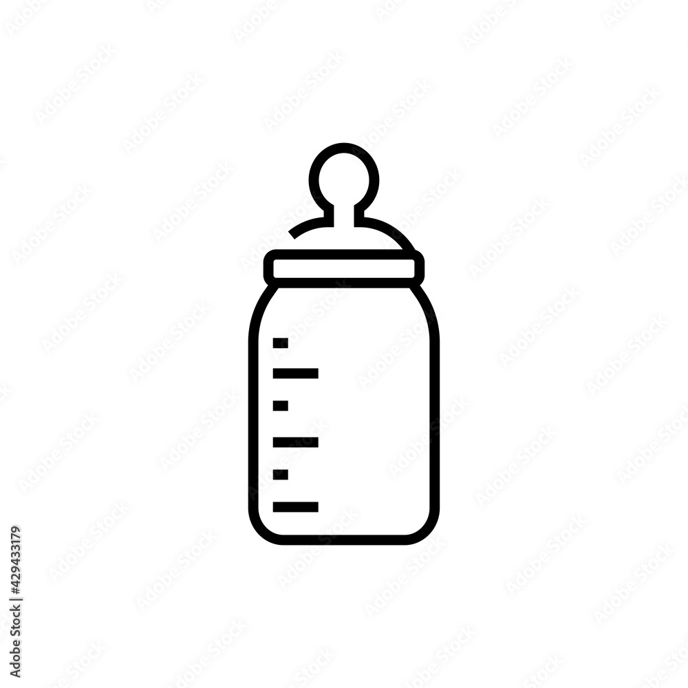 Baby milk bottle icon. Child product on white background. Editable stroke. Baby milk bottle icon. Child product on white background. Editable stroke.
