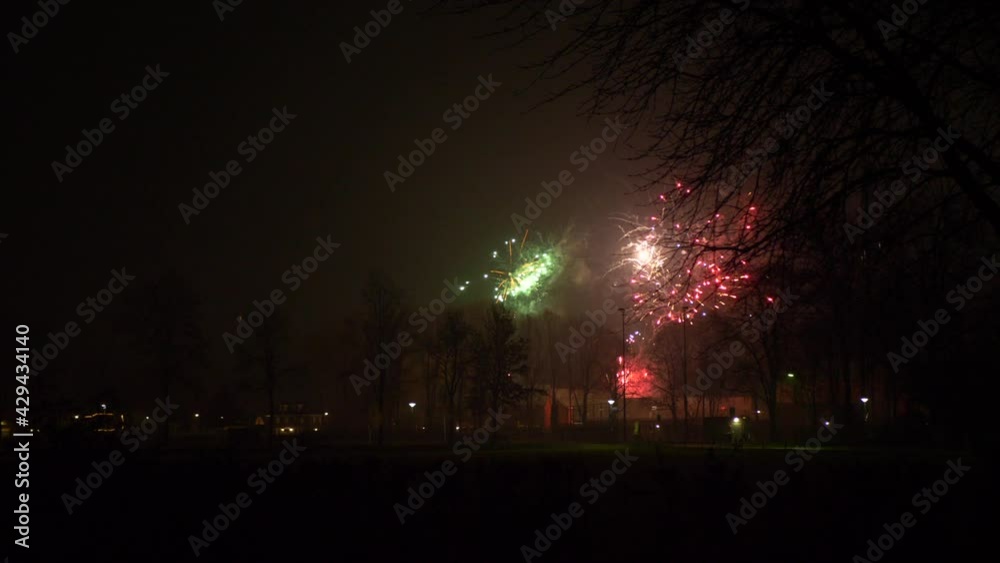 New year's eve fireworks in Holland. Real time 4K New year's eve fireworks in Holland. Real time 4K