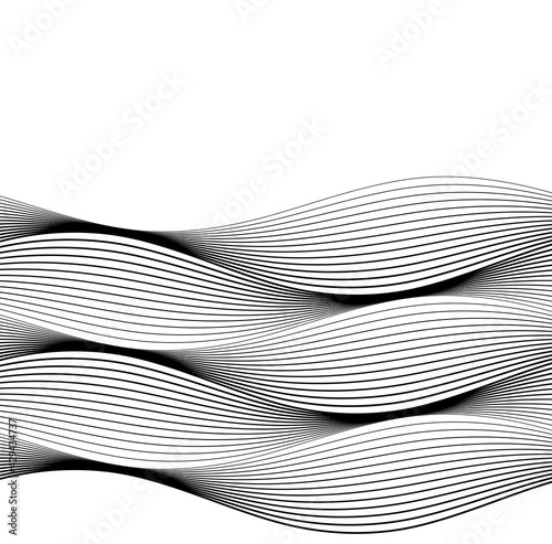 Design elements. Wave of many gray lines. Abstract wavy stripes on white background. Creative line art. Vector illustration EPS 10. Colourful shiny waves with lines created using Blend Tool