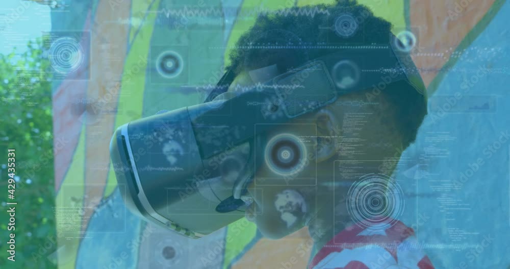 Animation of scopes scanning over boy wearing vr headset