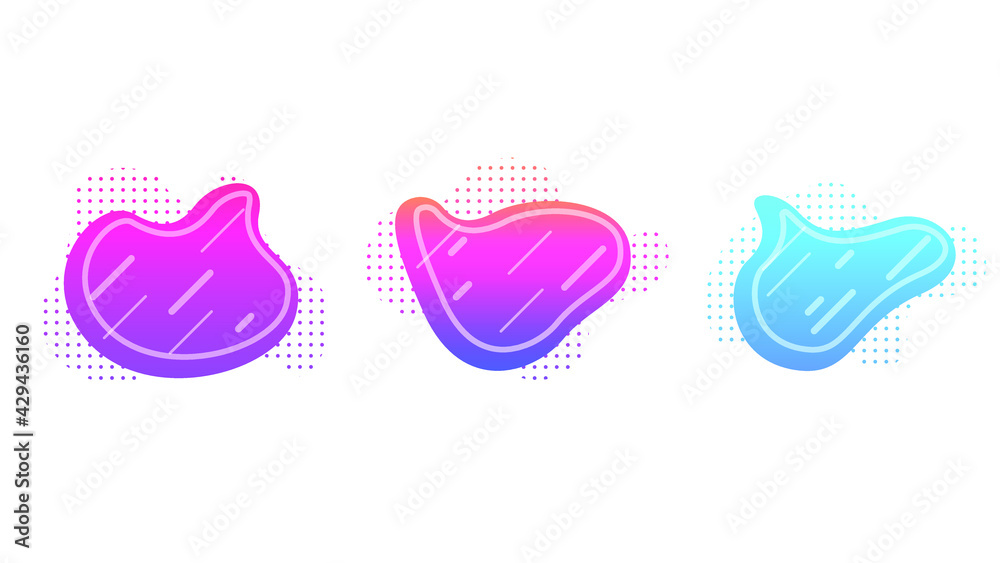 Fototapeta premium Abstract Set Liquid Color Collection Geometric Shapes Fluid Gradient Dynamic Elements Banner Logo Vector Desgin Style Trendy